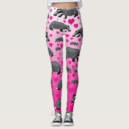 Leggings Badgers Y Piernas Del Corazón Rosadas