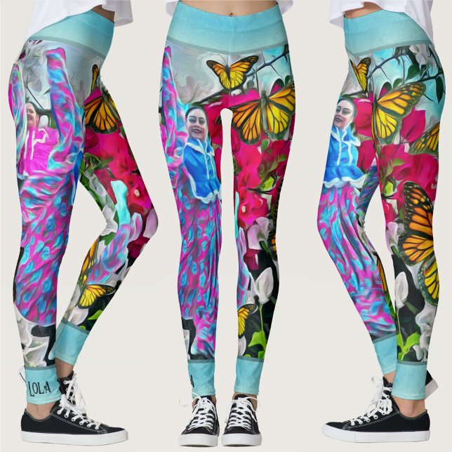Leggings Bailando con flores y mariposas PV01 (Subido por el creador)
