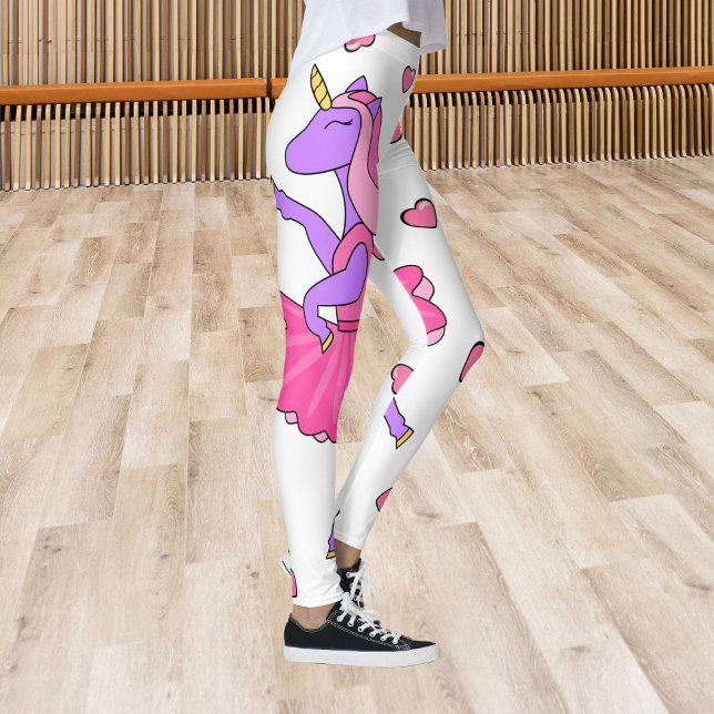 Leggings Bailarina rosa de unicornio con piernas de corazon (Unicorn leggings to stand out and look adorable)