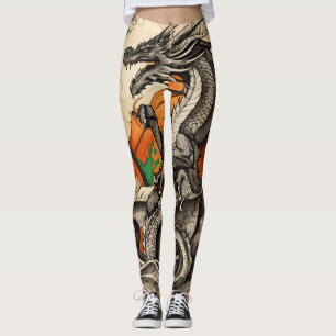 Leggings Baile de dragón: Elegantes tapaderas de dragones c