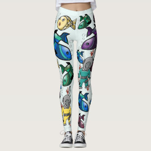 Leggings Bajo el mar - Pescado y buzos de colores