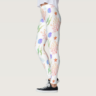 Leggings Bajo La Colorida Marea Starfish De Coral