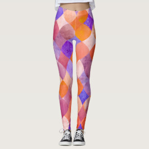 Leggings Balanzas de peces árabes geométricas de acuarela.