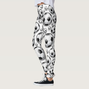 Leggings Balas de fútbol patrón blanco y negro