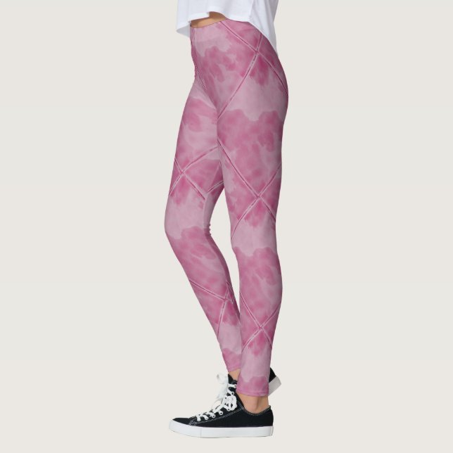 Leggings Baldosas cerámicas a cuadros rosadas simples (Izquierda)