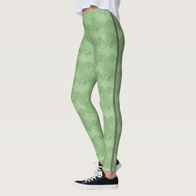 Leggings Baldosas cerámicas a cuadros verdes simples con (Izquierda)