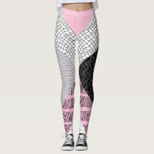 Leggings Baldosas de mosaico, patrón de dibujo a mano alzad
