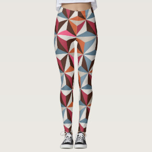 Leggings Baldosas de triángulo coloridas: mosaico vintage