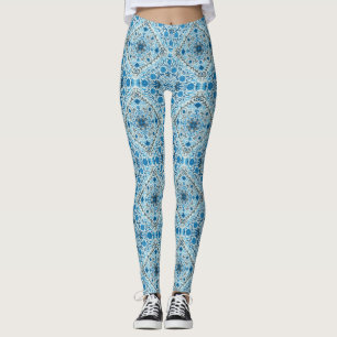 Leggings Baldosas florales azules