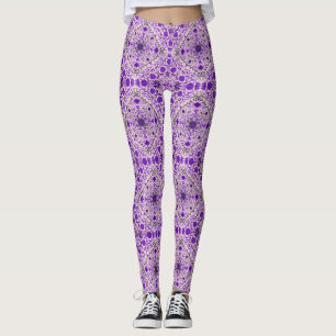 Leggings Baldosas florales en rosa violeta y algodón