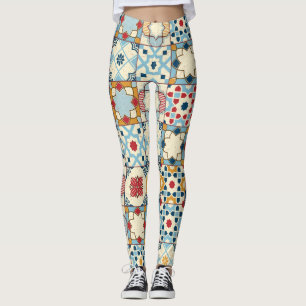 Leggings Baldosas marroquíes, coloridas y sin costuras.
