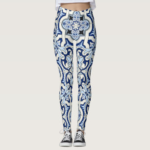 Leggings Baldosas marroquíes: Maravillosos Patrones Azules.