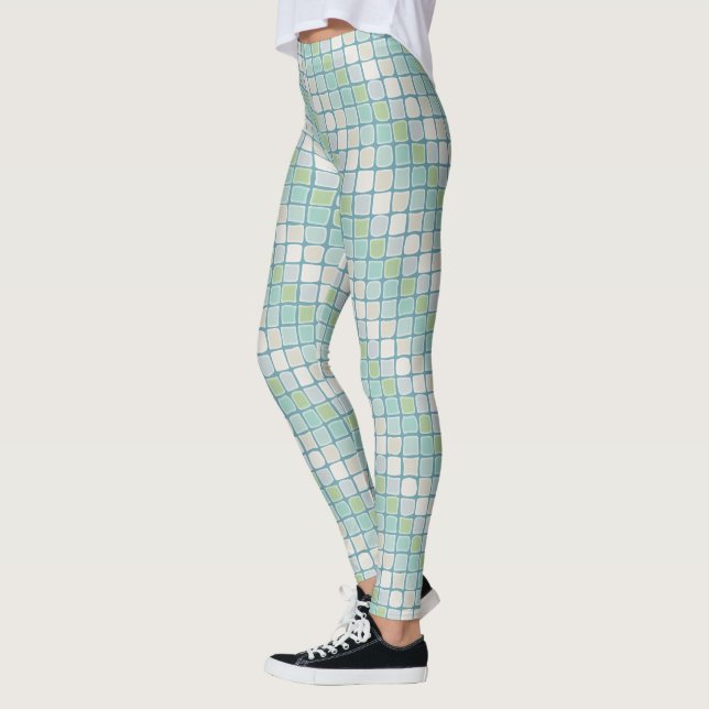 Leggings Baldosas Mosaicas De La Playa, Vidrio Marítimo, Ar (Izquierda)