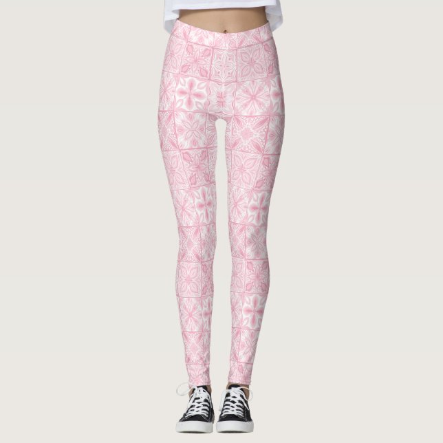 Leggings Baldosas orgánicas en rosa (Anverso)