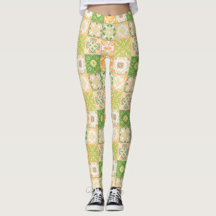 Leggings Baldosas orgánicas en verde y amarillo