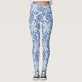 Leggings Baldosas portuguesas Azulejo Patrón Yoga Pants Azu