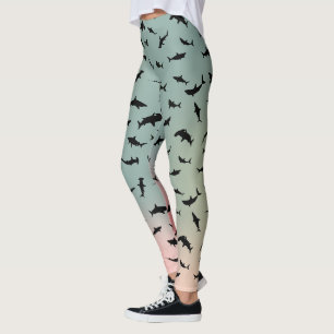 Leggings ballena de tiburón de pez sombra en gradiente Arco