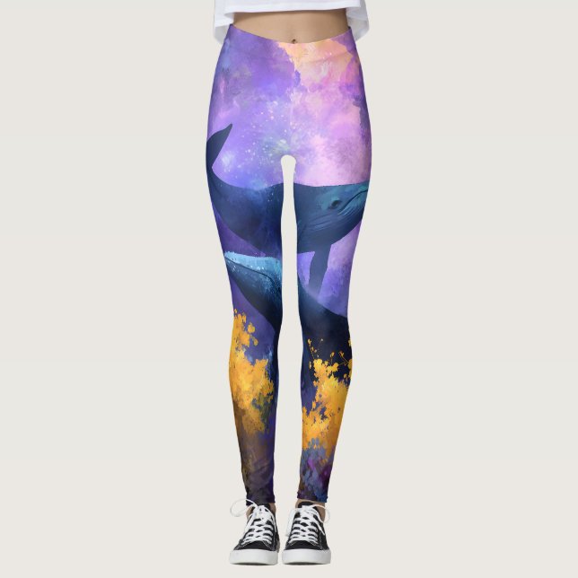 Leggings Ballenas acuáticas Abstract Ocean Garden (Anverso)