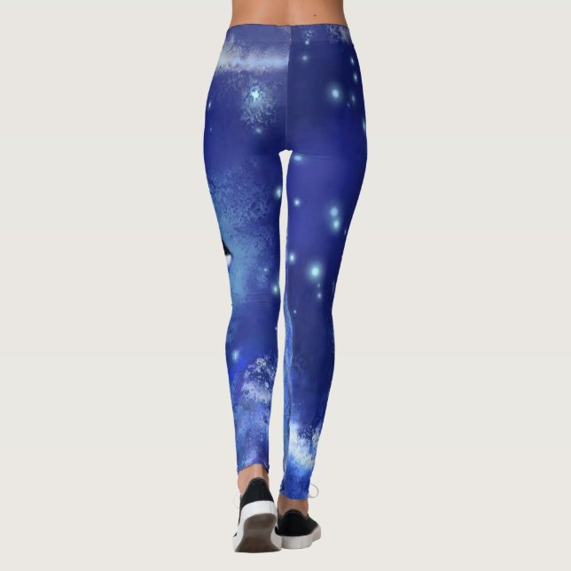 Leggings Ballenas asesinas piernas azul de luna llena (Reverso)