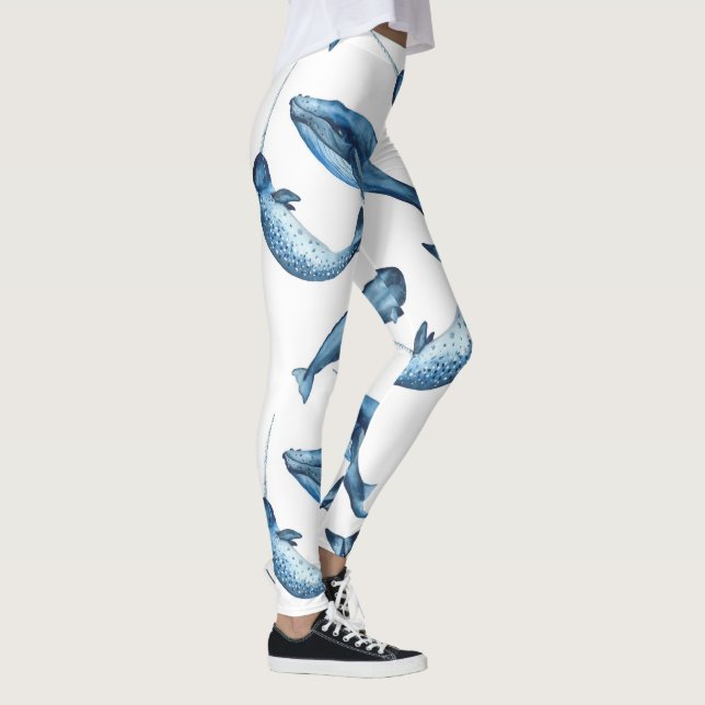 Leggings Ballenas azules y polainas hermosas de Narwhals el (Derecha)