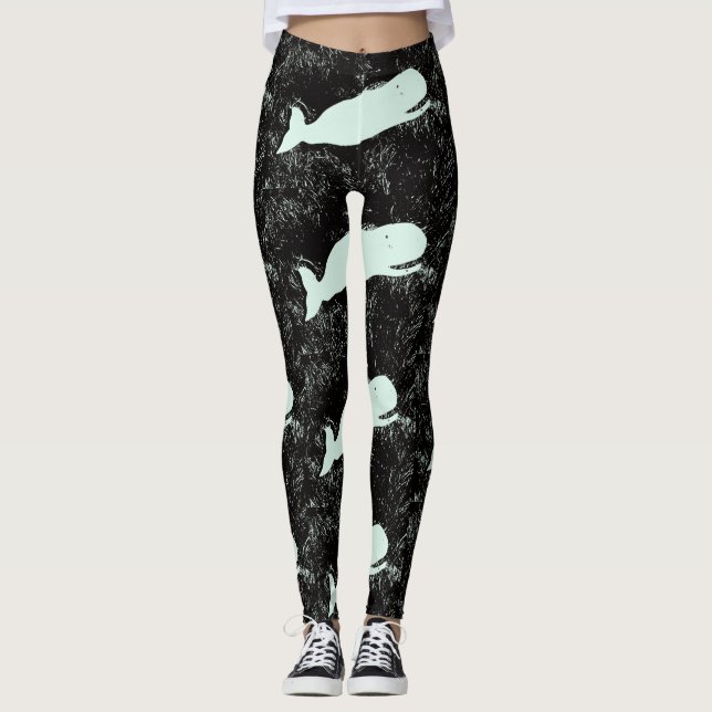 Leggings ballenas blancas negras (Anverso)
