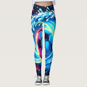 Leggings Balón de fútbol de ola futurista océano surf