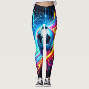 Leggings Balón de fútbol eléctrico futurista relámpago