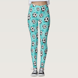Leggings Balón de fútbol y polainas verde azuladas del