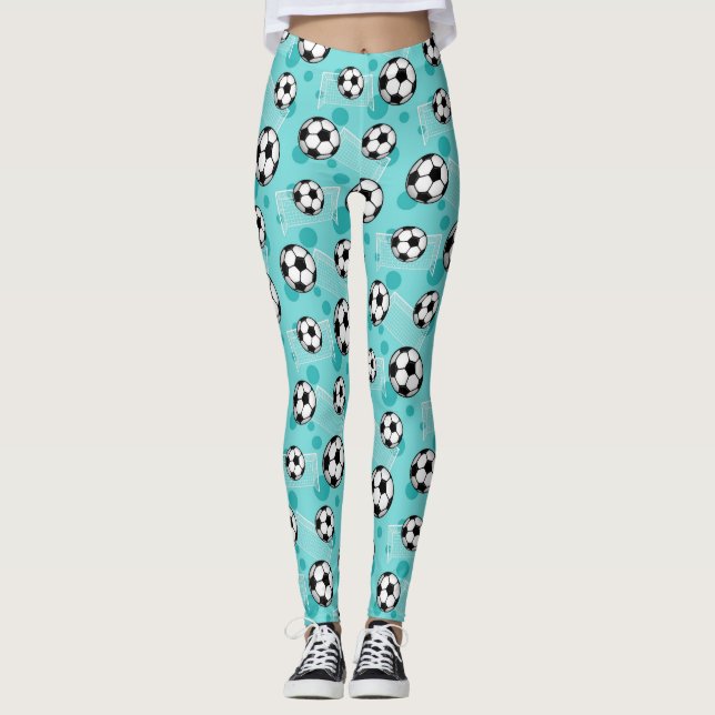 Leggings Balón de fútbol y polainas verde azuladas del (Anverso)