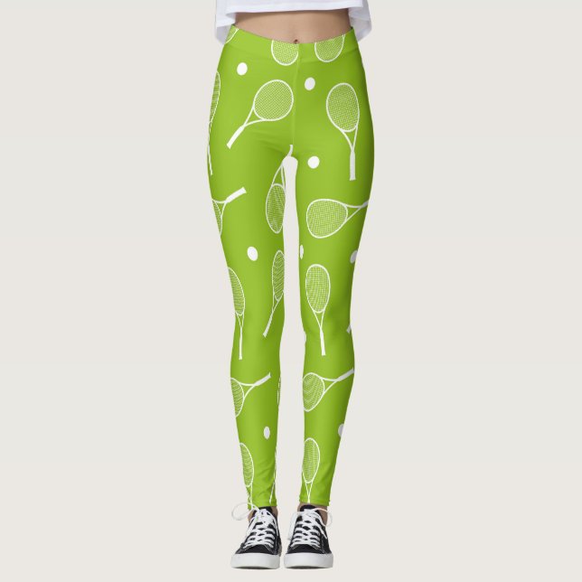 Leggings Balón de tenis y raqueta verde (Anverso)