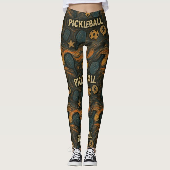 Leggings Baloncesto con fondo de arte crema (Anverso)