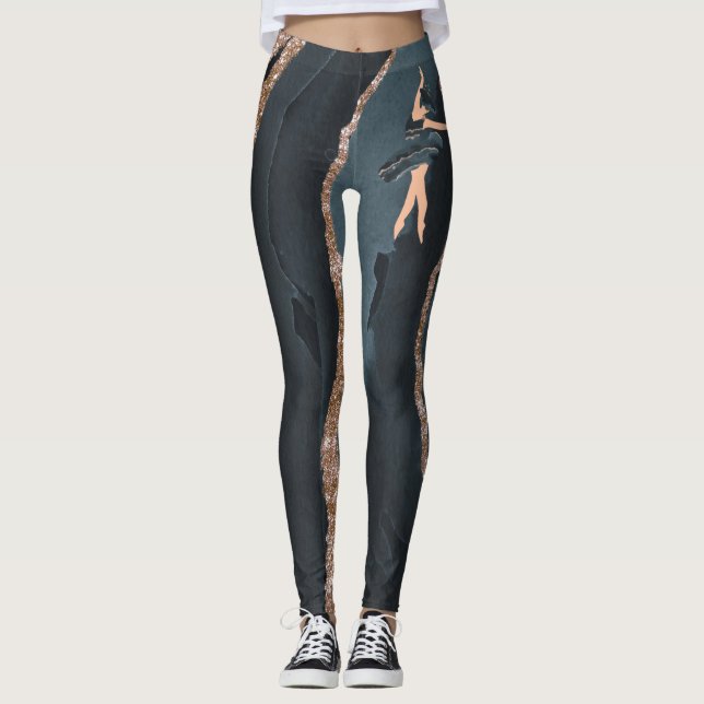 Leggings Baloncesto de la mariposa Princesa azul y oro (Anverso)