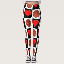 Leggings Baloncesto femenino cute baloncesto y corazones