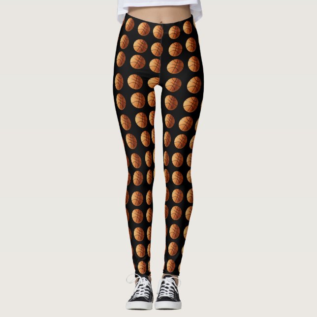 Leggings Baloncesto naranja En Negro, (Anverso)