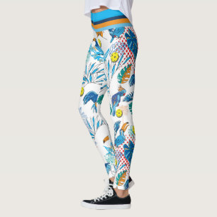 Leggings Baloncesto tropical, fondo personalizado