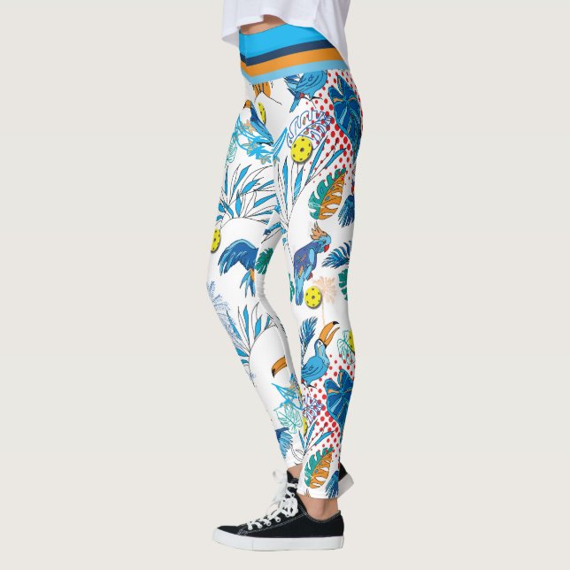 Leggings Baloncesto tropical, fondo personalizado (Izquierda)