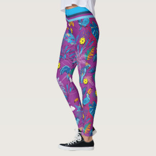 Leggings Baloncesto tropical, magenta