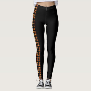 Leggings Balones de Baloncesto Naranjas en la Costura Later