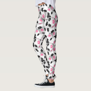 Leggings balones de fútbol con colores de equipo negro rosa