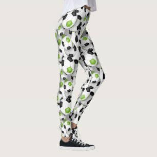 Leggings balones de fútbol con colores de equipo negro y ve