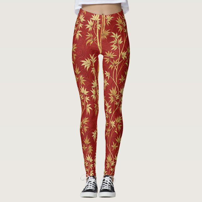Leggings Bambú Carmesí Este Asiático (1) (Anverso)