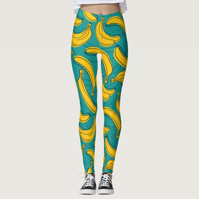 Leggings Banana amarilla: pintura de contorno negro (Anverso)