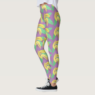 Leggings Banana Bunch Yellow Pattern Violet Leging