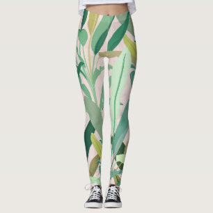 Leggings Banana verde tropical deja patrón rosa