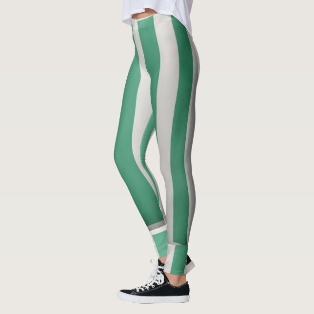Leggings Banda ancha blanca + verde (Izquierda)