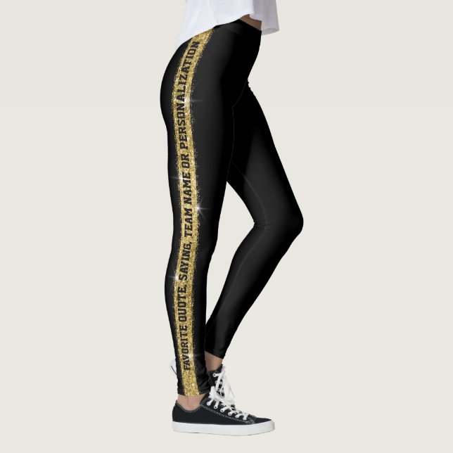 Leggings Banda atlética personalizada Purpurina de oro negr (Derecha)