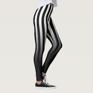 Leggings Banda Blanca Negra Fundida A Las Piernas Negras