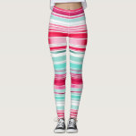 Leggings Banda de color de agua moderna preppy cian magenta<br><div class="desc">Moderno Patrón de rayas de color ciangiano de color preppy Las leggings femeninas presentan un moderno patrón de rayas de color cian y mageneta. Un regalo perfecto para su cumpleaños,  madre para el Día de la Madre,  hermana o mujer para Navidades y vacaciones. Diseñado por ©Evco Studio www.zazzle.com/store/evcostudio</div>