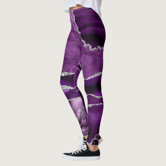 Leggings Banda de destellos de geoda de amatista violeta pú
