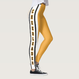 Leggings Banda de Jersey Gold, White & Black Sport - Texto 